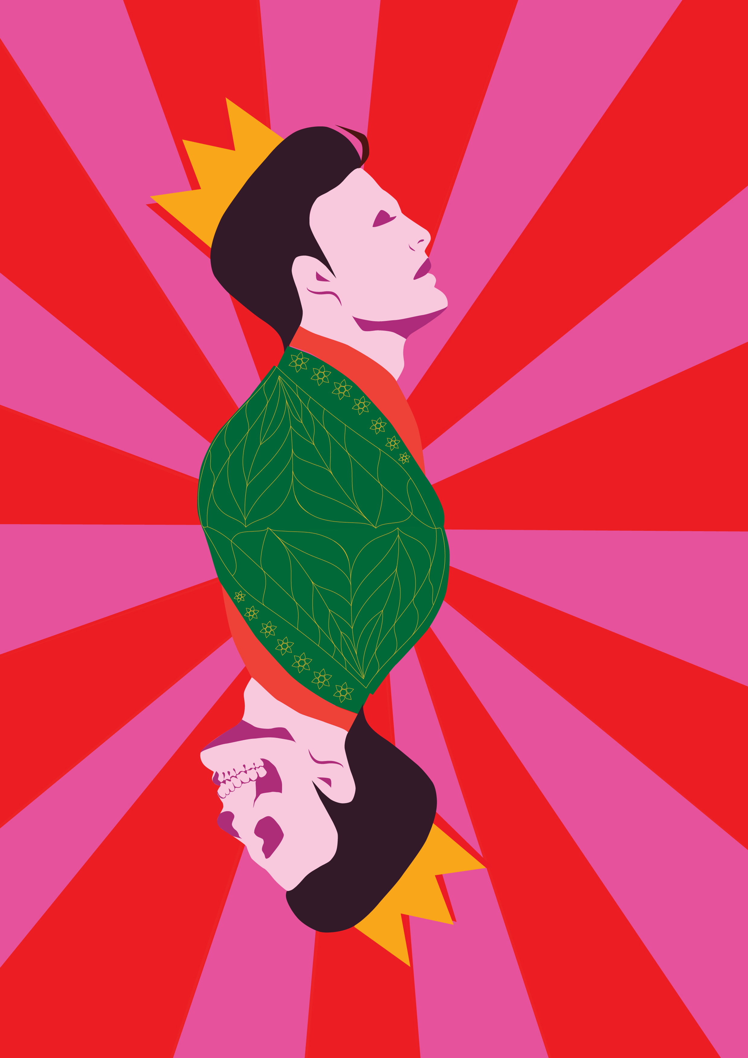 The Performance — digital illustration of a crowned figure holding a skull, depicting Goffman's theory of social performance.